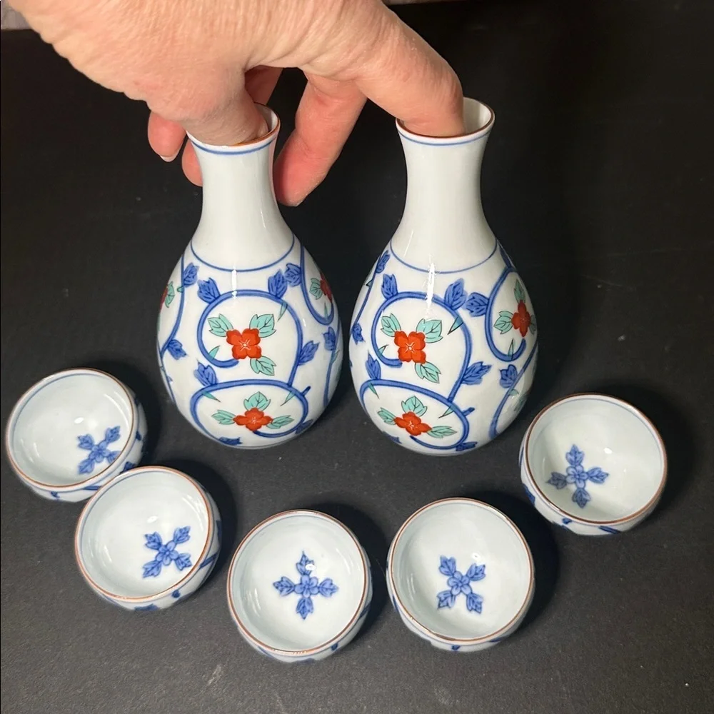 Japanese porcelain sake set